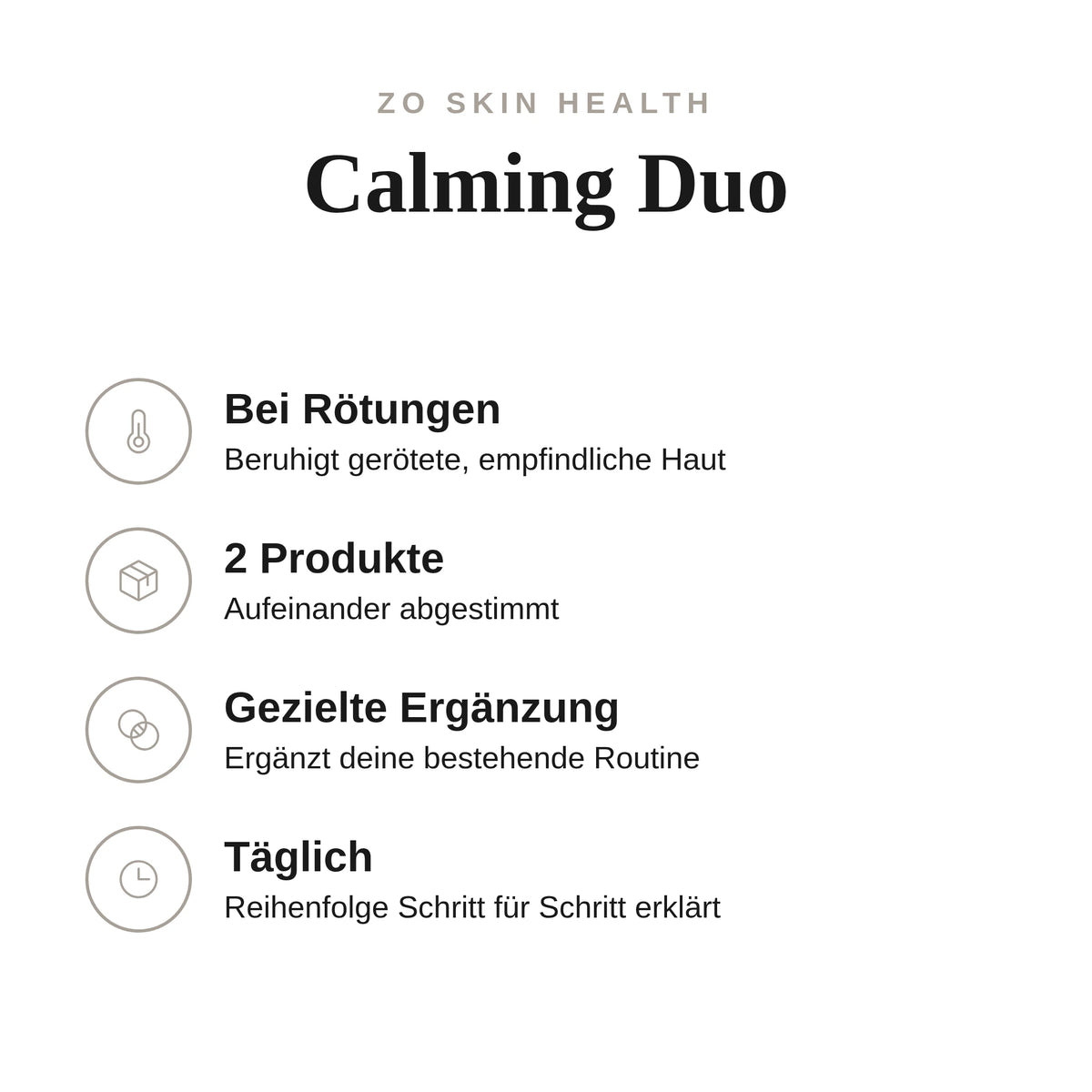 Calming Duo - Infografik mit Umfang und Anwendung | ZO Skin Health
