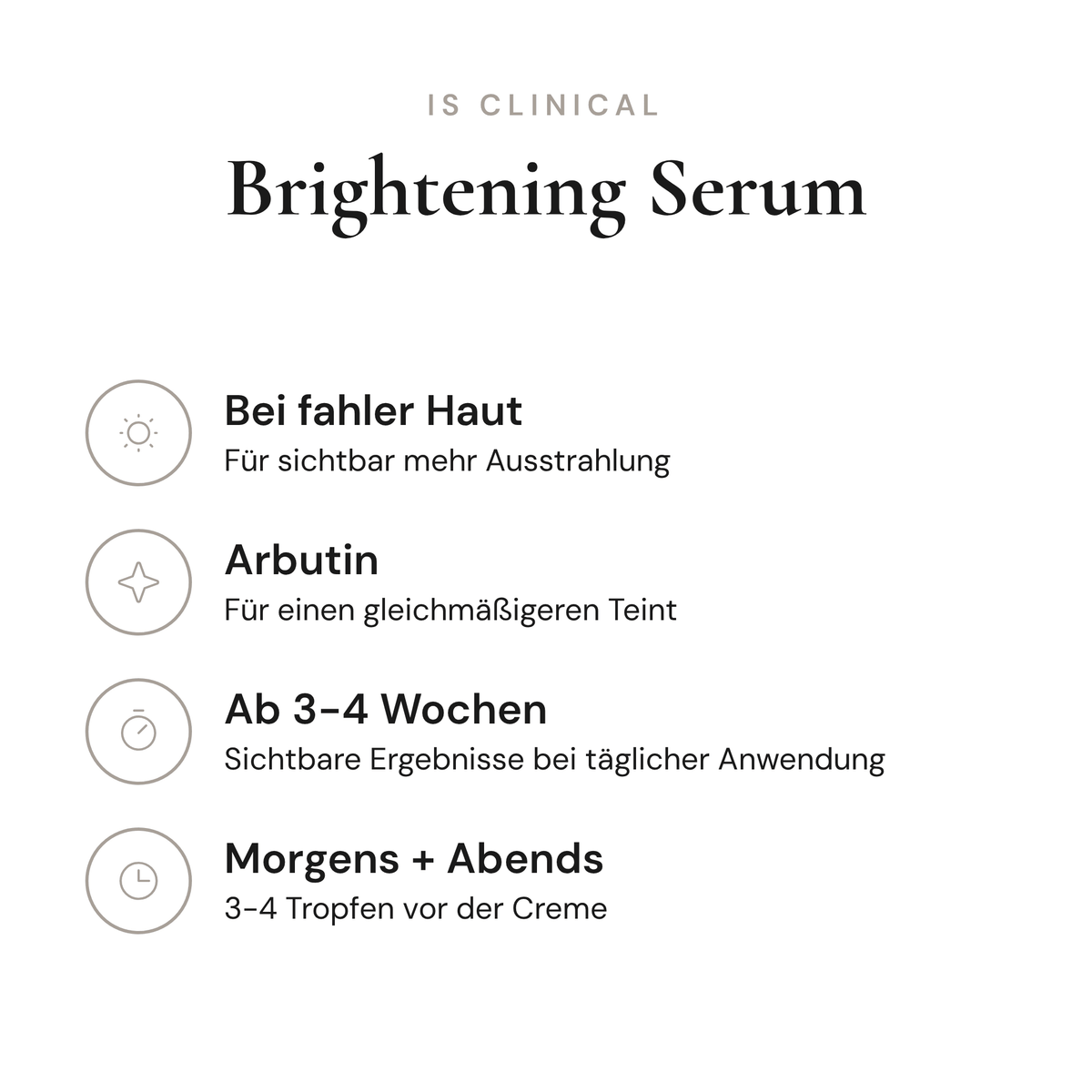 Brightening Serum - Infografik mit Wirkstoffen und Anwendung | iS Clinical