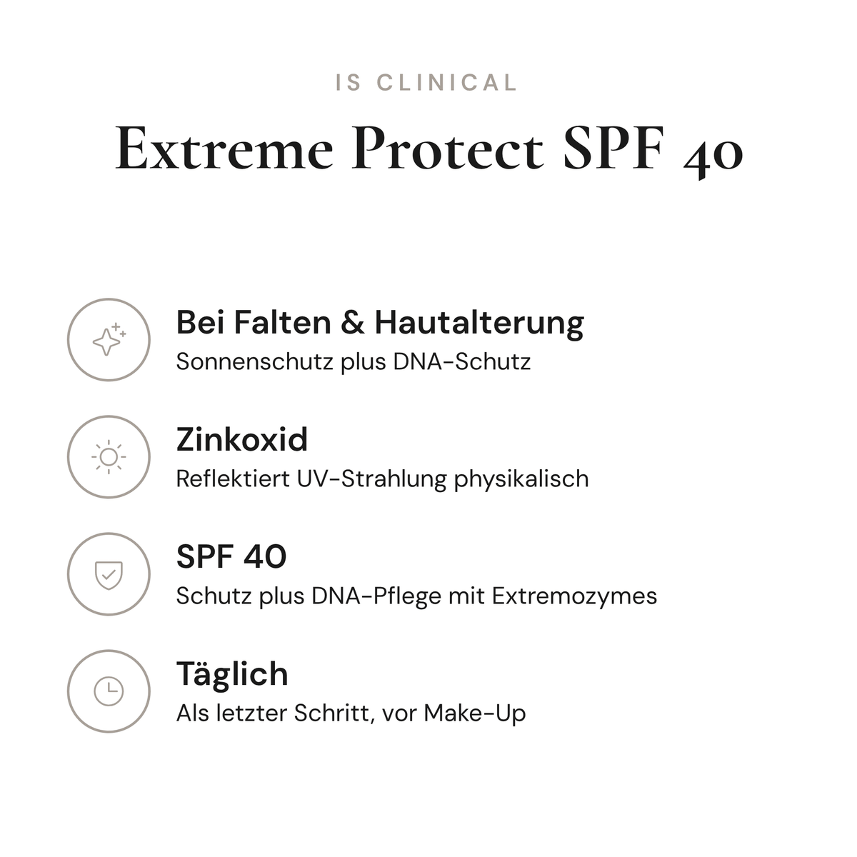 Extreme Protect SPF 40 - Infografik mit Wirkstoffen und Anwendung | iS Clinical