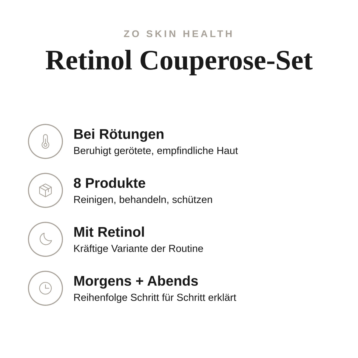 Retinol Couperose-Set - Infografik mit Umfang und Anwendung | ZO Skin Health