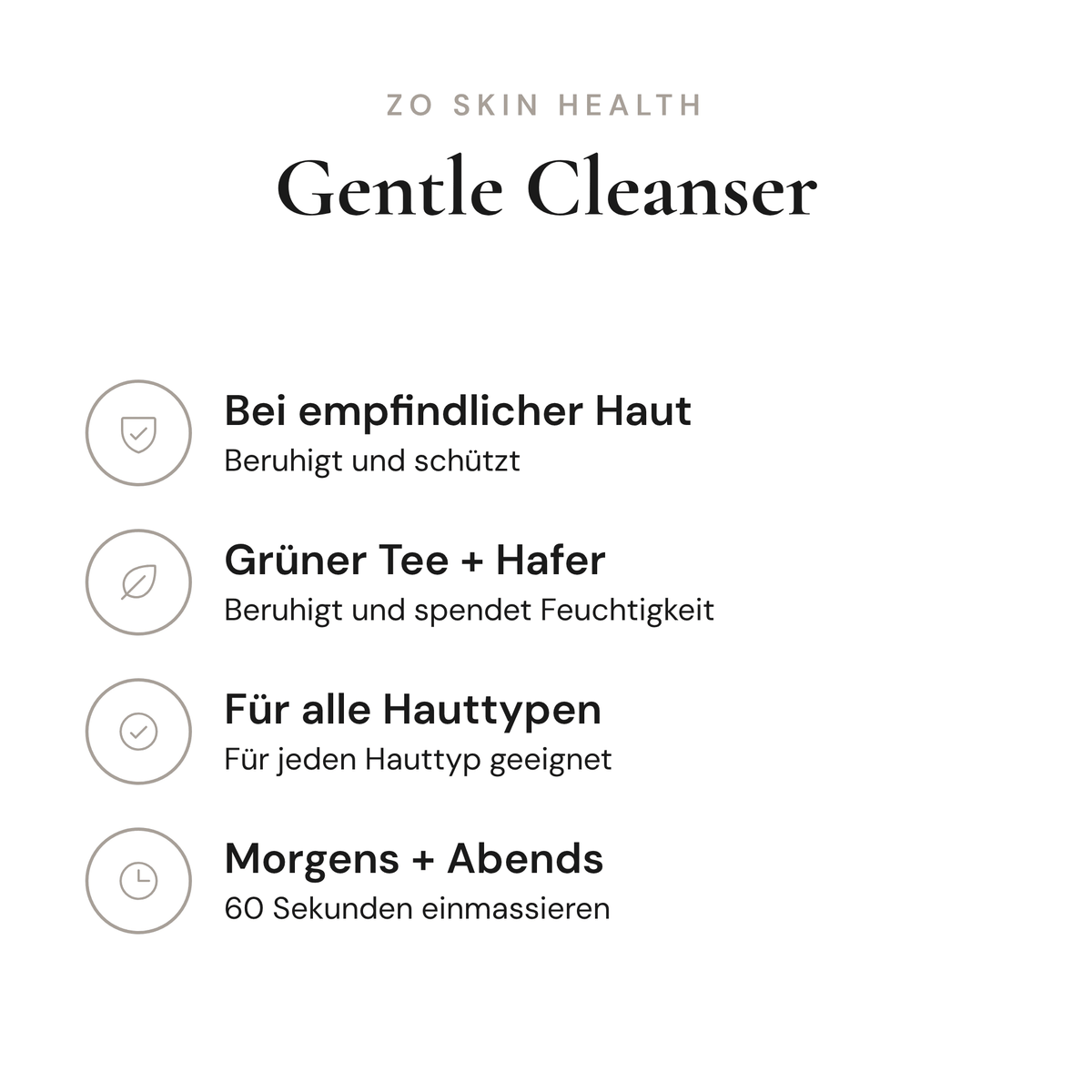 Gentle Cleanser - Infografik mit Wirkstoffen und Anwendung | ZO Skin Health