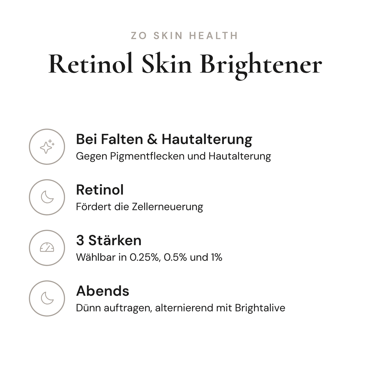 Retinol Skin Brightener - Infografik mit Wirkstoffen und Anwendung | ZO Skin Health