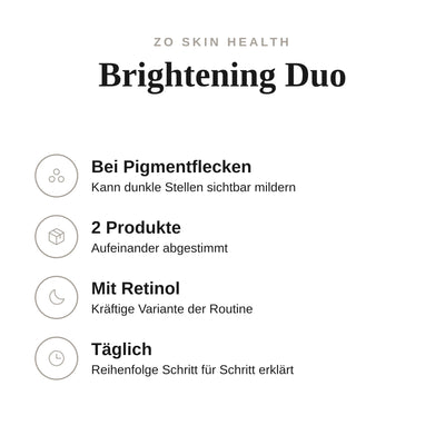 Brightening Duo - Infografik mit Umfang und Anwendung | ZO Skin Health