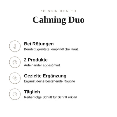 Calming Duo - Infografik mit Umfang und Anwendung | ZO Skin Health