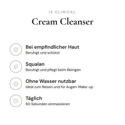 Cream Cleanser - Infografik mit Wirkstoffen und Anwendung | iS Clinical