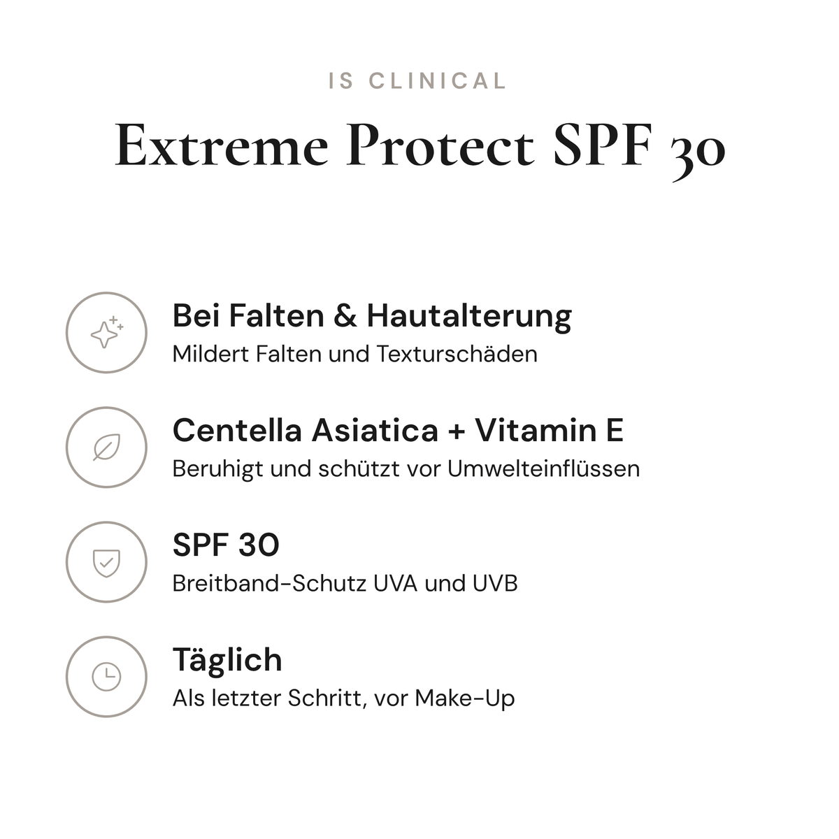 Extreme Protect SPF 30 - Infografik mit Wirkstoffen und Anwendung | iS Clinical