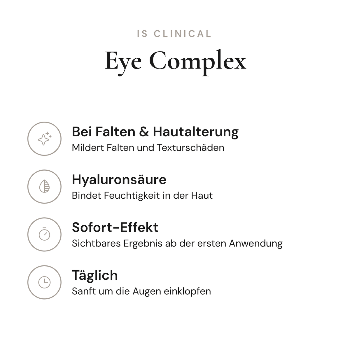 Eye Complex - Infografik mit Wirkstoffen und Anwendung | iS Clinical