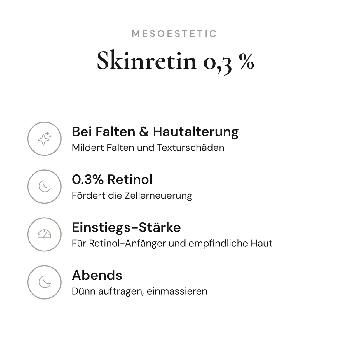Skinretin 0,3 % - Infografik mit Wirkstoffen und Anwendung | mesoestetic
