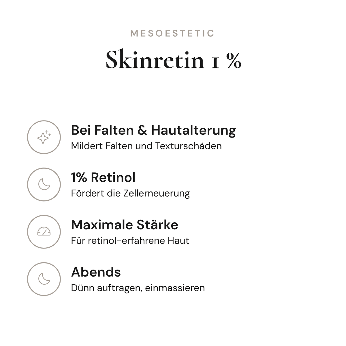 Skinretin 1 % - Infografik mit Wirkstoffen und Anwendung | mesoestetic