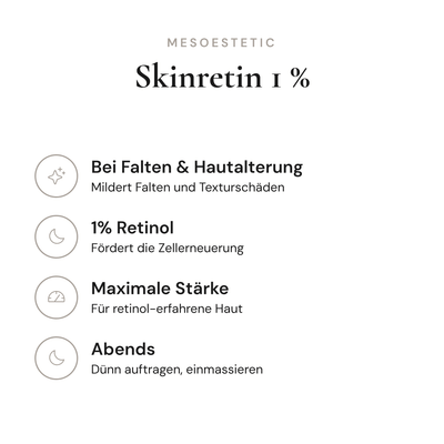 Skinretin 1 % - Infografik mit Wirkstoffen und Anwendung | mesoestetic