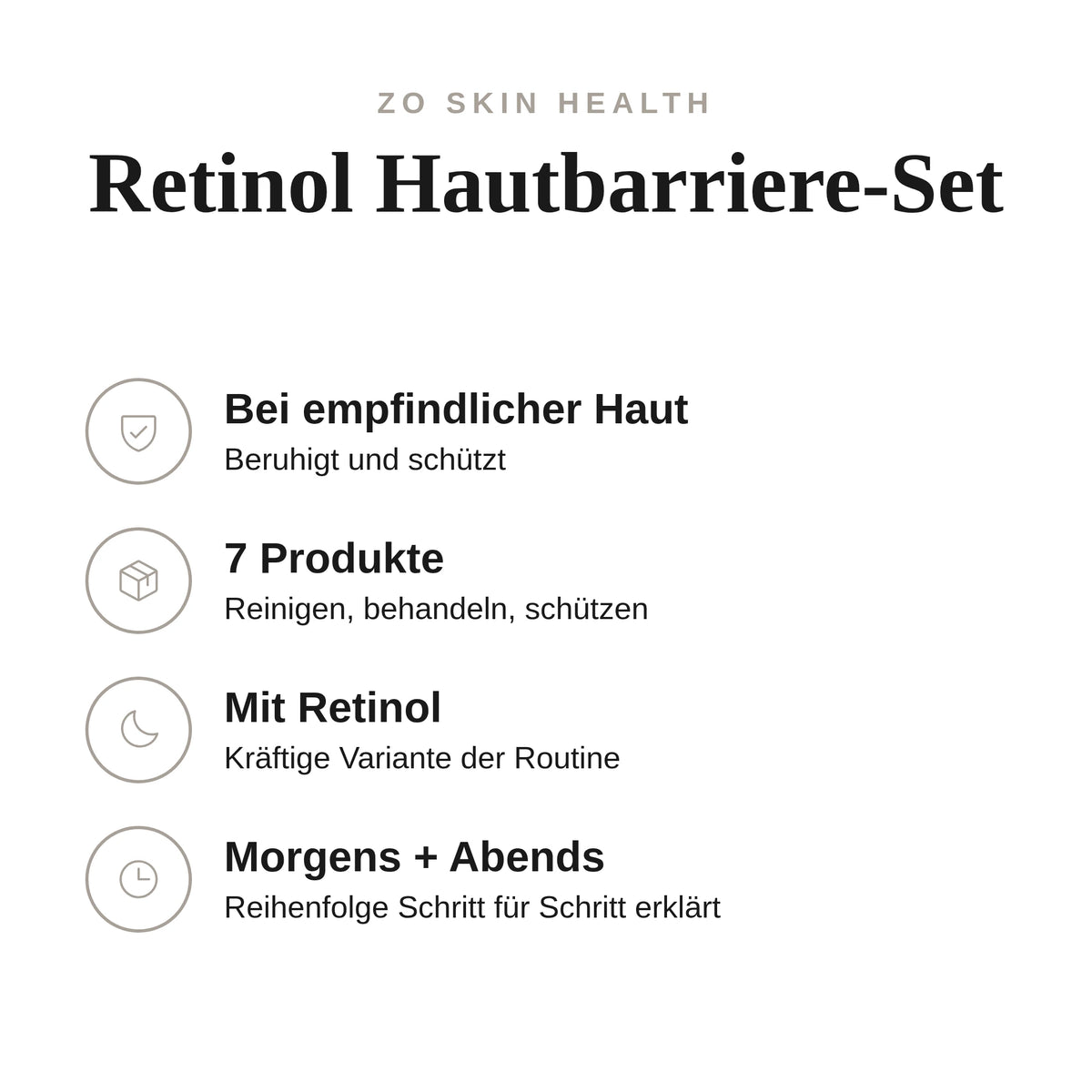 Retinol Hautbarriere-Set - Infografik mit Umfang und Anwendung | ZO Skin Health