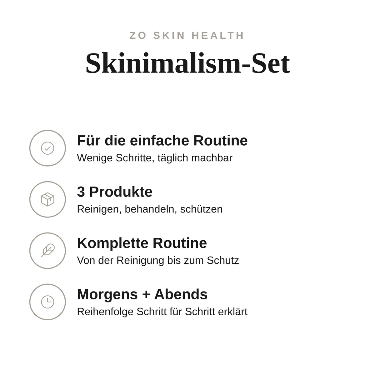 Skinimalism-Set - Infografik mit Umfang und Anwendung | ZO Skin Health