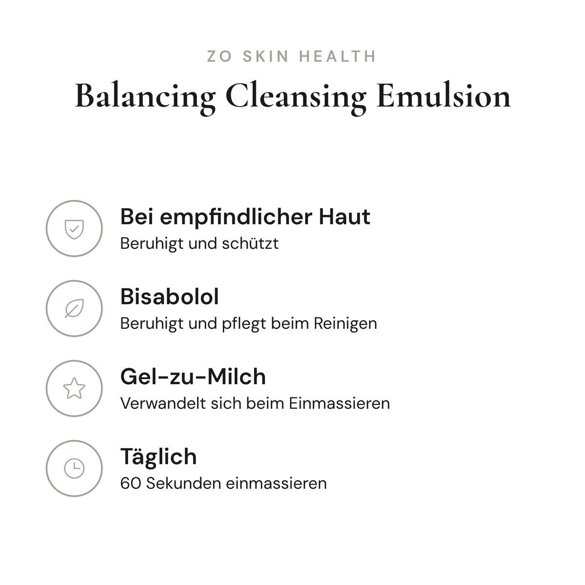 Balancing Cleansing Emulsion - Infografik mit Wirkstoffen und Anwendung | ZO Skin Health