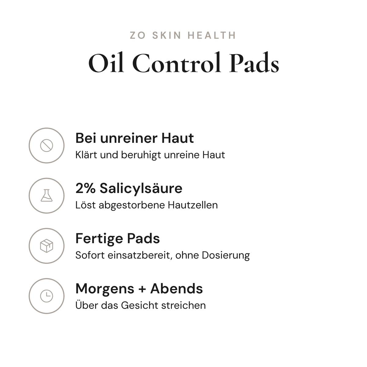 Oil Control Pads - Infografik mit Wirkstoffen und Anwendung | ZO Skin Health