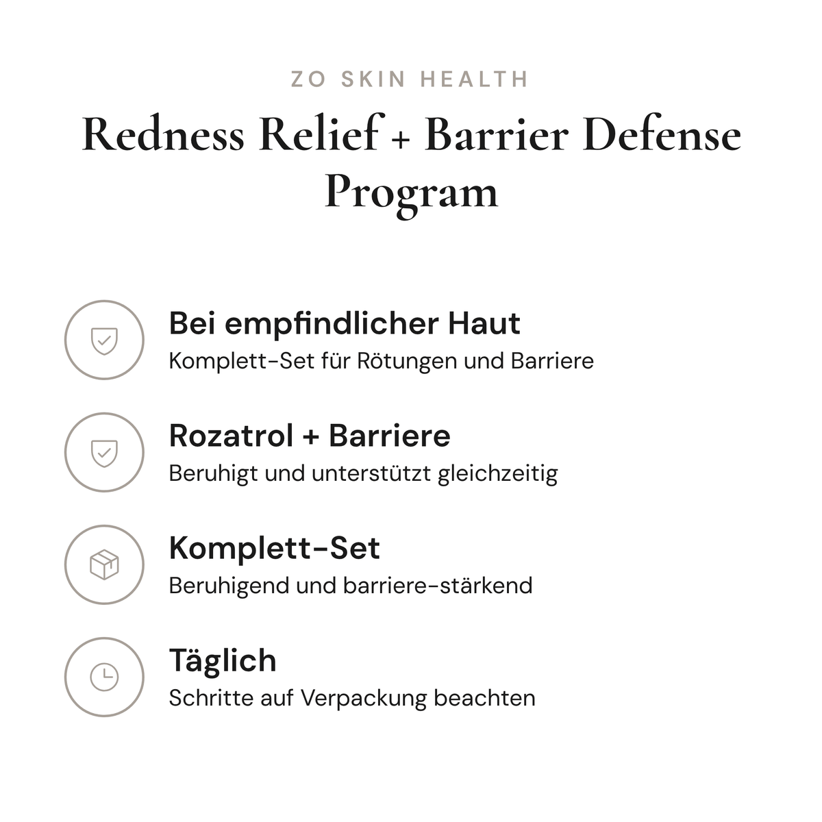 Redness Relief + Barrier Defense Program - Infografik mit Wirkstoffen und Anwendung | ZO Skin Health