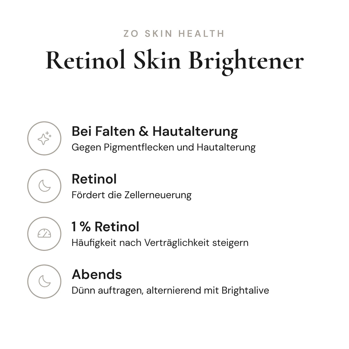Retinol Skin Brightener - Infografik mit Wirkstoffen und Anwendung | ZO Skin Health