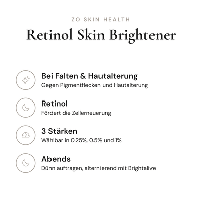 Retinol Skin Brightener - Infografik mit Wirkstoffen und Anwendung | ZO Skin Health
