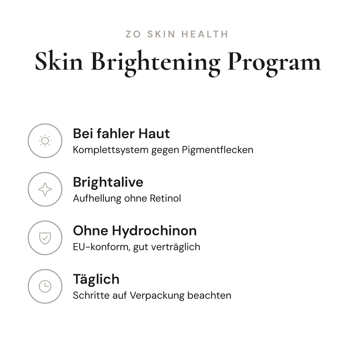 Skin Brightening Program - Infografik mit Wirkstoffen und Anwendung | ZO Skin Health