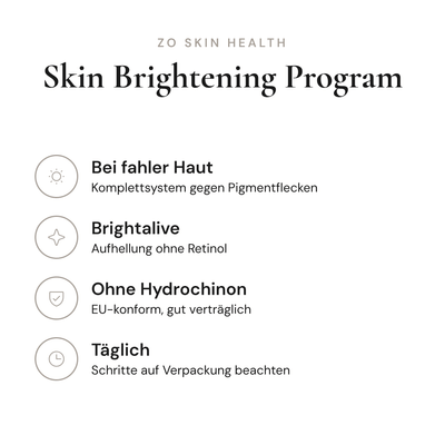 Skin Brightening Program - Infografik mit Wirkstoffen und Anwendung | ZO Skin Health