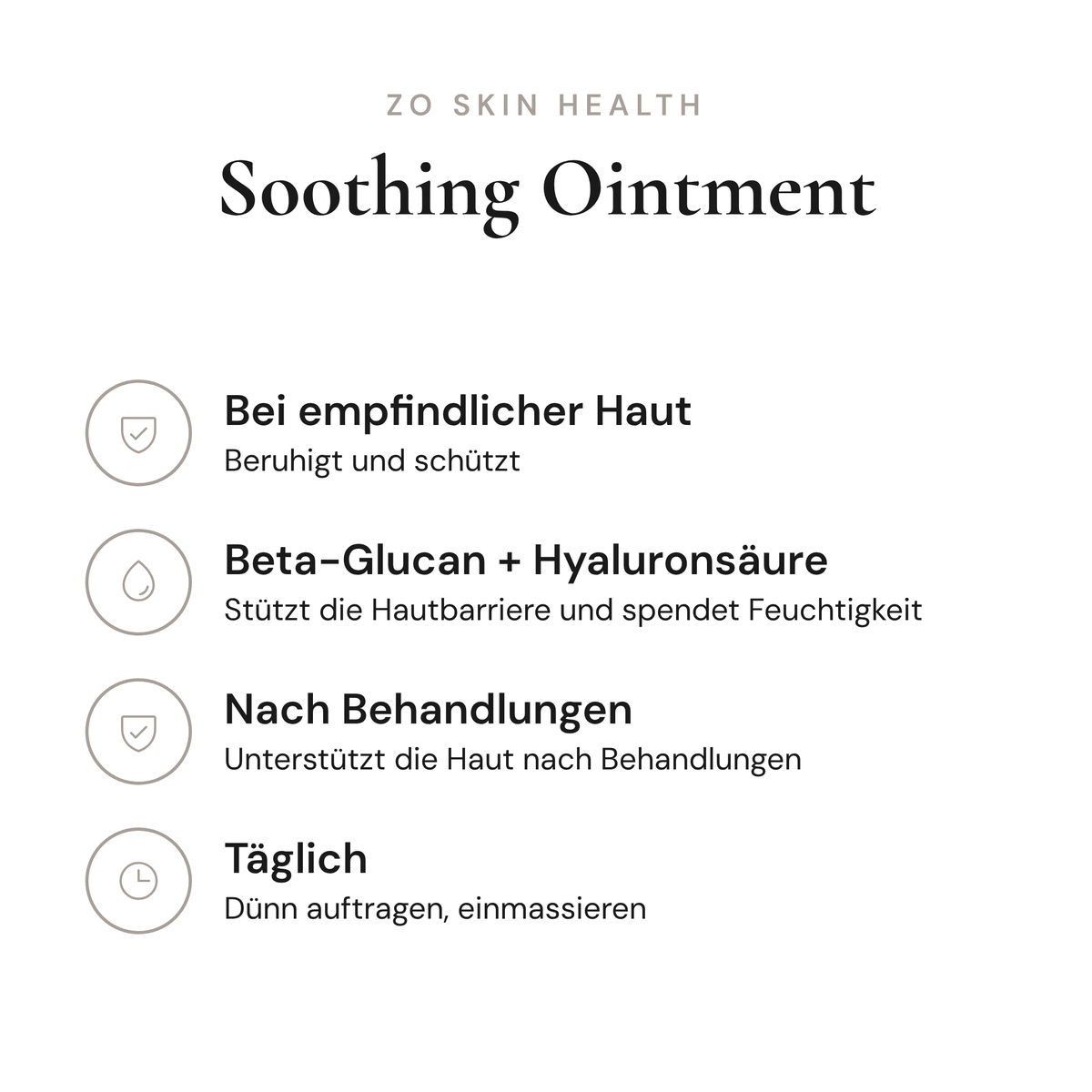Soothing Ointment - Infografik mit Wirkstoffen und Anwendung | ZO Skin Health