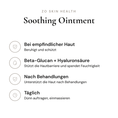 Soothing Ointment - Infografik mit Wirkstoffen und Anwendung | ZO Skin Health